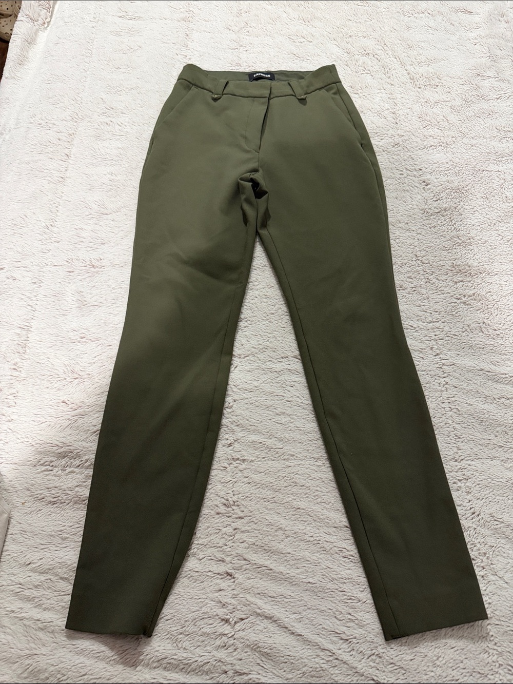Express Olive Green Straight-Leg Trousers